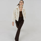 ツータックボタンワイドウールパンツ / Two-Tuck Button Wide Wool Pants (Brown)