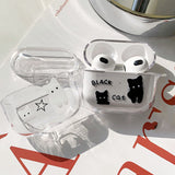 ブラックホワイトキャットAirPodsケース/Black White Cat AirPods Case_Jelly