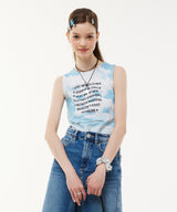 ダブルハートスリーブレスクロップトップ / Double Heart Sleeveless Crop Top _ Blue