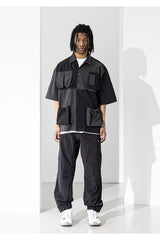 リップスタックポケットオーバーサイズドショートシャツ / LIPSTACK POCKET OVERSIZED SHORT SHIRTS (4552304558198)