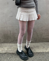 Button pleated skirt pants