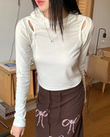 タフナッピングカットアウトスリットゴフコア長袖フーディーTシャツ