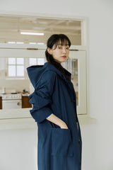 ロングフードジコート / unisex long hood coat blue navy