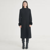 ヘリングボーンスリットロングドレス / Herringbone Slit Long Dress (Black)