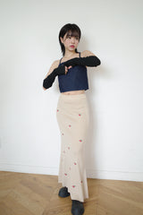 チェリー刺繍入りロングスカート / Cherry Embroidered Long Sk (2 colors)