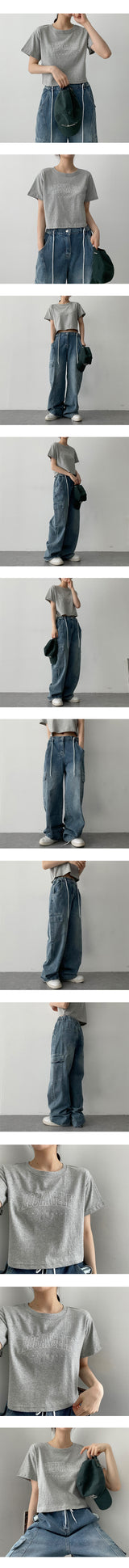 バンディングウォッシングカーゴデニムワイドパンツ / banding washing cargo denim wide pants