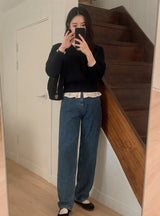Winter Denim Straight Pants