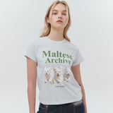 マルチーズアーカイブTシャツ/Maltese archive half sleeve tshirt women