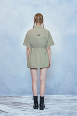 HIDE Cutting Half Sleeves Shirt (Light Khaki) (6570994565238)