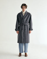 UNISEX BELTED WOOL DOUBLE COAT M - SHARKSKIN DARK GRAY (6636059328630)