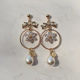 デイジーアンドリボンピアス / Gold Daisy and Ribbon Piercing