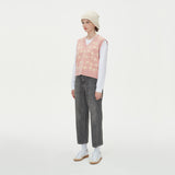 FLOWER JAQUARD KNIT VEST_PINK (6610820366454)