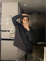 レイトンピグメントオーバーサイズフィットウォッシングスリット長袖Tシャツ / Layton Pigment Oversized Fit Washing Slit Long Sleeve Tee (5 colors)