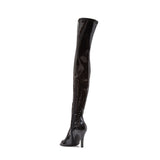 Thigh High Open Toe Heel Boots(Glossy Black)