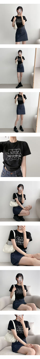 キャリックサイドシャーリングストリングクロップド半袖Tシャツ / Carrick Side Shirring String Cropped Short-Sleeved T-Shirt