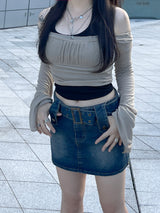 フェアリーオフショルダーシャーリングロングスリーブ / airy Off-Shoulder Shirring Long sleeve