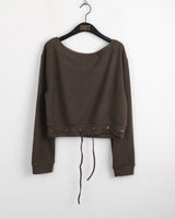 ポッツアイレットストラップオフショルダーTシャツ