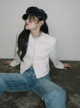raw edge cut tweed jacket