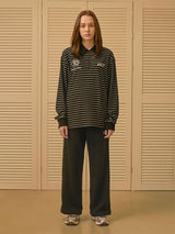スクワッド ストライプテリーカラー ジップアップ/SQUAD STRIPE TERRY COLLAR ZIPUP (BLACK)