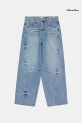 Nova curved wide denim pants
