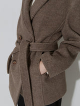 BELTED HALF COAT -BROWN (6644097220726)