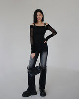 ブーツカットパンツ / no.2320 Black White Bootcut Pants