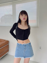 ローライズデッキーデニムスカート/Low-Rise Decky Denim Skirt