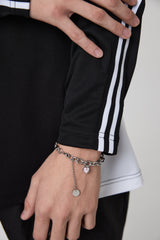 ピンクキュービックハートサージカルブレスレット / PINK CUBIC HEART SURGICAL BRACELET SILVER