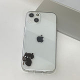 ブラック　ロープサムキャットカップルフォンケース