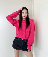 セミクロップシーズンロゴエンブロイダリーフーディ