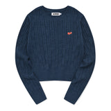 SMALL CHERRY CABLE CROP KNIT [INDIGO BLUE]