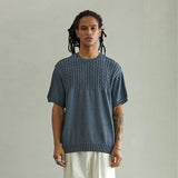 ケーブルハーフスリーブニット/CABLE HALF SLEEVE KNIT (MIDNIGHT BLUE)