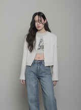 raw edge cut tweed jacket