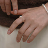14K gold chain pearl ring