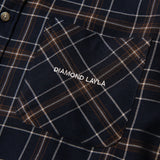 レイラフラフチェックシャツ / Layla endless love Fluff Mood Check shirt S24 Navy (6550278176886)
