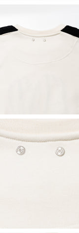 Mixed Fabric Knit KUYRI Love Sweat Shirts (Lucent Ivory)