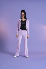 シグネチャー ベルベット クロップ丈ジップアップパーカー - Signature Velvet Cropped Hoodie Zip-up (4397430866038)