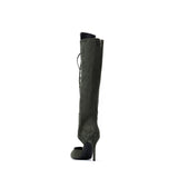 Lace-Up Under The Knee Boots Heel(Khaki)