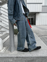 No.0346 G washed set straight denim PT