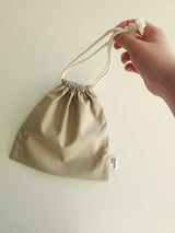 Two tone string pouch - beige L