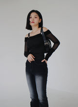 ブーツカットパンツ / no.2320 Black White Bootcut Pants