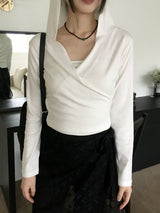 Chey draped wrap cropped hooded sweatshirt