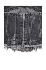 デニムパネルドチューブトップ / DENIM PANELLED TUBE TOP (BLACK)
