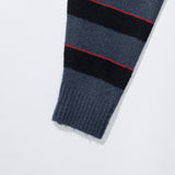 ブークルポイントストライプニット / BOUCLE POINT STRIPE KNIT - BLUE GREY