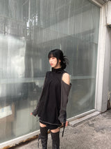 オフショルダースリットウィンドアノラックパーカー / shoulder slit wind anorak hood