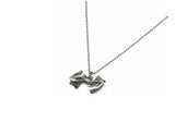 Mini Pleated Ribbon Necklace (Antique Silver)