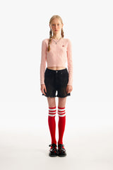 スモールチェリーケーブルクロップニット／SMALL CHERRY CABLE CROP KNIT [SALMON]