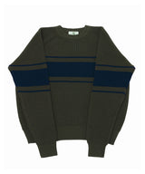 COLOR-LINE 7G KNIT CREW-NECK (Khaki) / カラーラインニットクルーネック