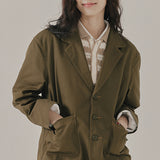 ステッチコットンブレザー / STITCH COTTON BLAZER_KHAKI