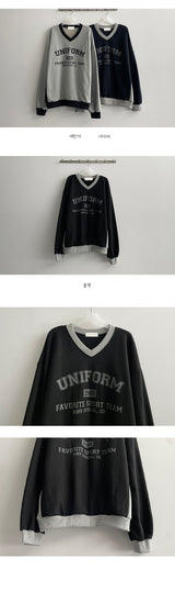 デウェイトスリットカラーリングユニフォームスウェットシャツ / Deweit Slit Coloring Uniform Sweatshirt